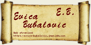 Evica Bubalović vizit kartica